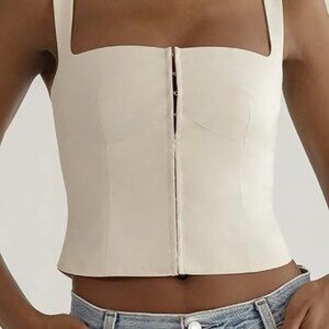 Juakoso Women White Crop Tank Camis Leather Slim Fit Camisole Square Neck Tank